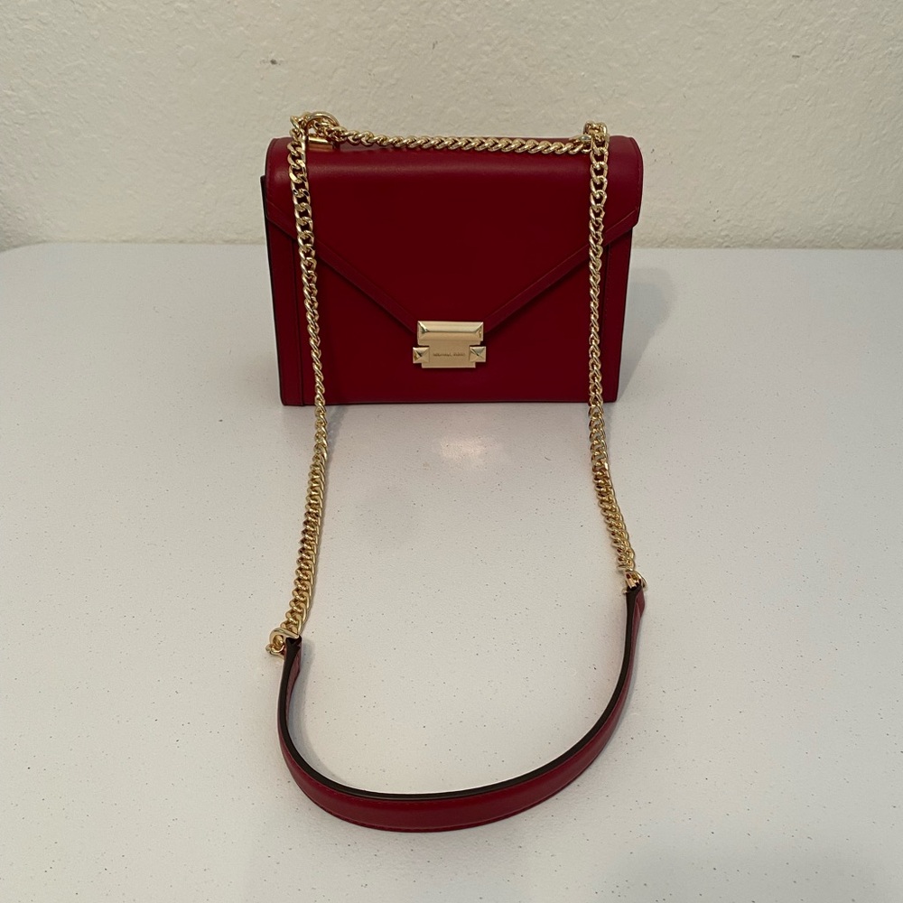 *NEW* MICHAEL KORS WHITNEY 308GXIL3L MAROON LG SHLDR LEATHER